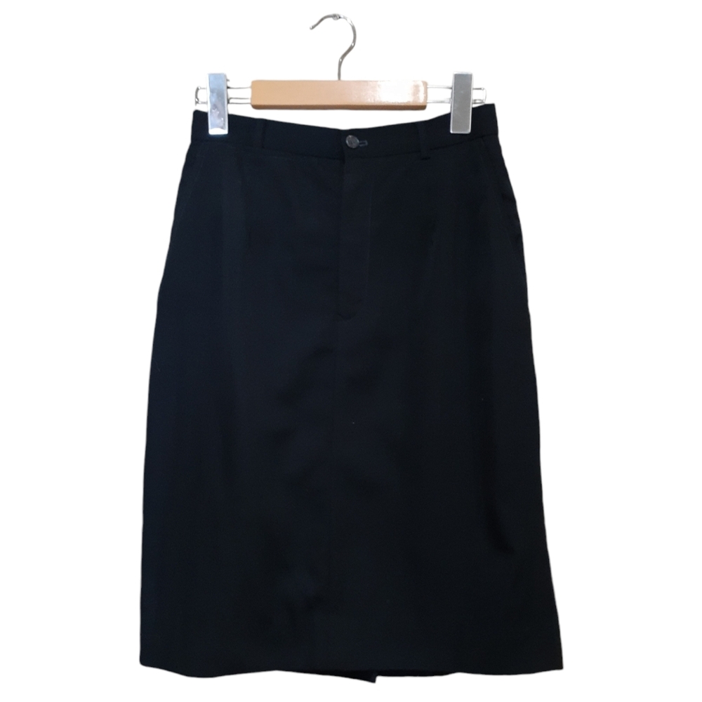 Vintage Ralph Lauren Purple Label Women's Wool Pencil Skirt Black Size 6
